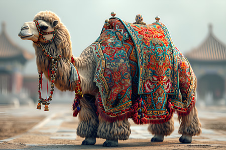 骆驼的彩色服饰图片