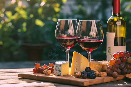 奶酪和红酒背景图片