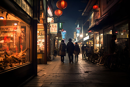 夜幕下的街道背景图片