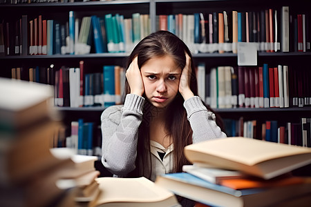 学习压力大的女学生图片