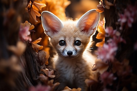 树丛中的耳廓狐图片