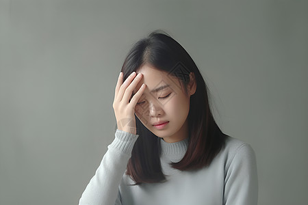 头疼的年轻女子背景图片