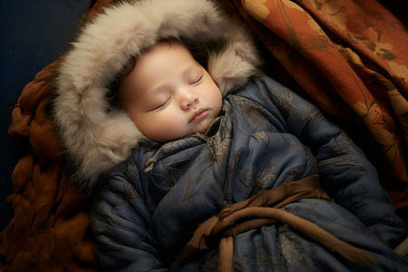 民族宝宝睡觉背景图片