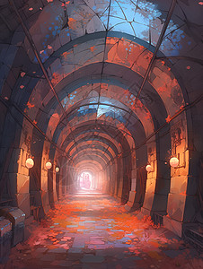 隧道中的壁灯图片