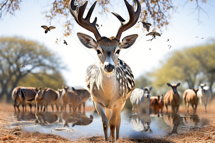 非洲草原上的鹿群图片