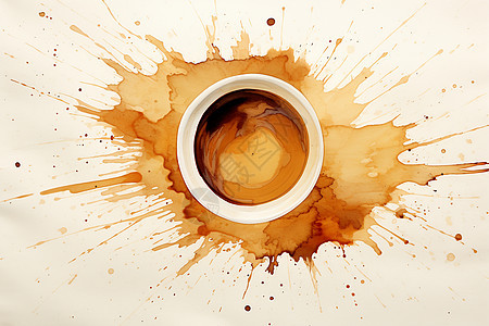 手工抽象艺术的咖啡渍画作图片