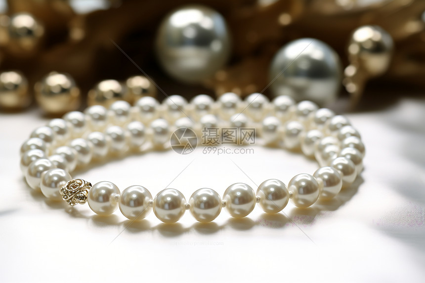 奢华昂贵的珍珠项链图片