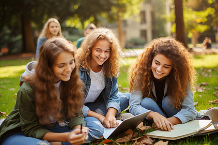 大学校园中的年轻学生背景图片