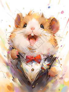 领带装扮的可爱仓鼠图片