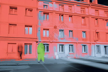 欧式城市建筑的热摄影扫描图片