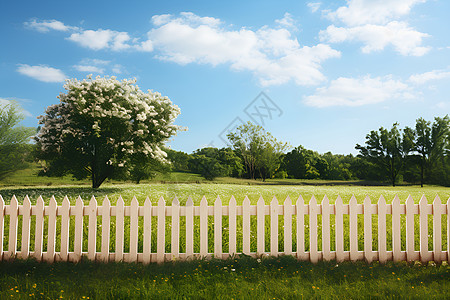 小院中的白色围栏图片