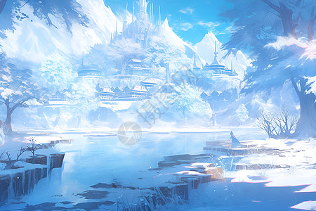 冰雪世界的插画背景图片