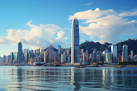 繁忙的城市金融之都香港背景