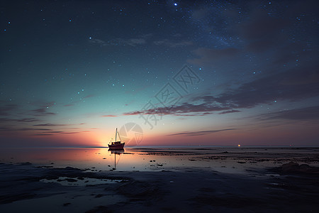 夜晚的海洋船只图片