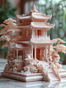 粉色的建筑物模型图片