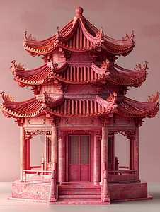 粉色的复古建筑物模型图片