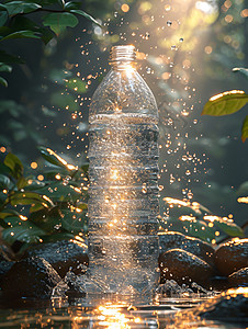 溪流中的水瓶背景图片