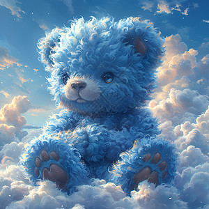 天空可爱的蓝色小熊图片