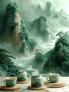 东方茶艺山水图片