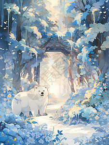 白熊和冰花图片