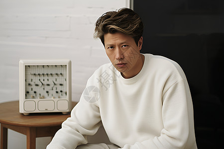白色毛衣男子背景图片