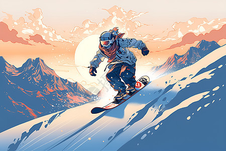 雪山的滑雪运动员图片