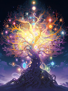 梦幻发光的生命之树背景图片