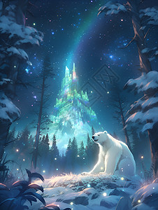 奇幻之夜的北极熊图片