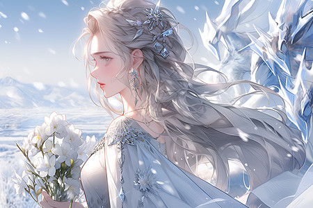 冰雪中的女王艺术插图背景图片