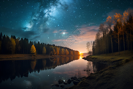 仙境之夜的浩瀚星空图片