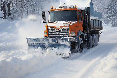 冬季道路上的除雪车图片