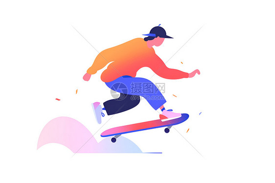 空中飞跃的滑板少年图片