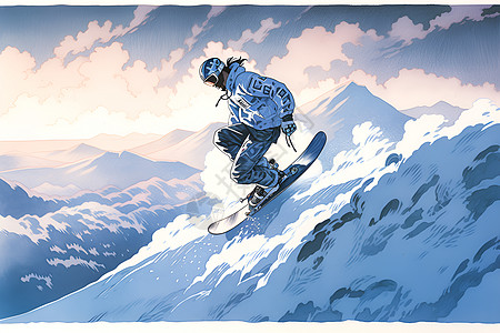 起跳的滑雪者背景图片