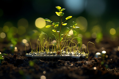 科学实验室中的电子植物幼苗图片