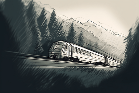 山谷中穿梭的高速列车图片