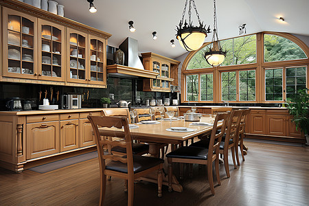 木质家具的厨房图片