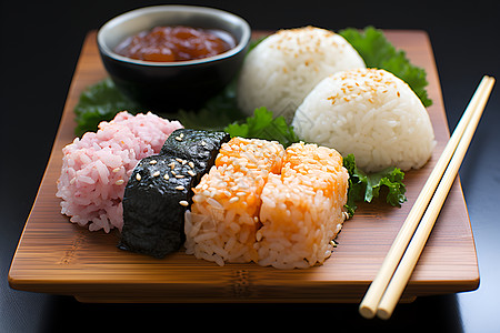美味的寿司套餐背景图片