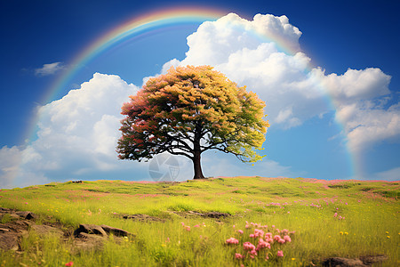 天空中美丽的彩虹图片