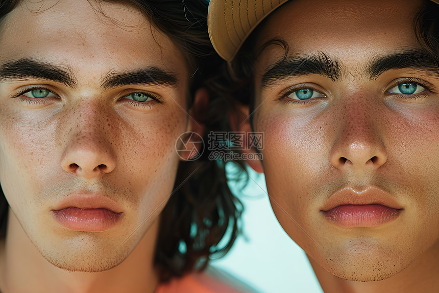 两个蓝眼睛的青年男人图片