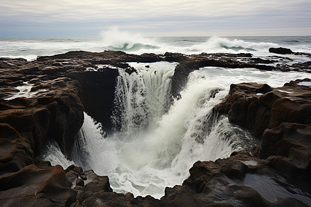 海水形成的瀑布图片