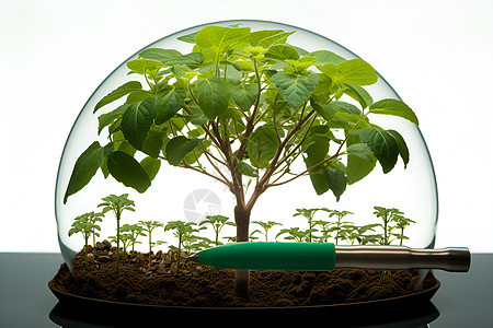 玻璃碗中的植物生态艺术图片