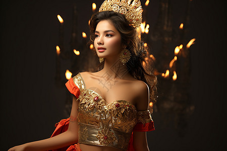 泰国传统服装下的女士背景图片