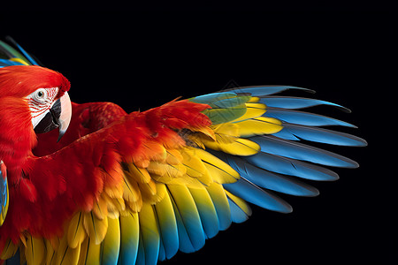 彩色动物翅膀展开的彩色鹦鹉背景