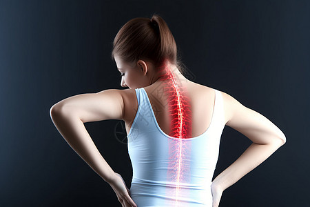 女士颈部和腰部疼痛图片
