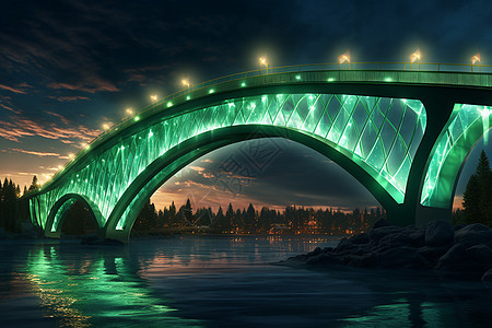 桥上的辉煌灯光图片