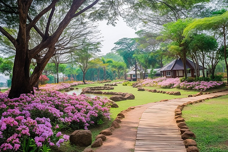 花园小路花园自然风景背景