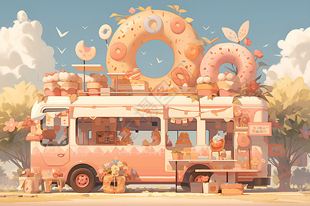街头巨型甜甜圈展览图片