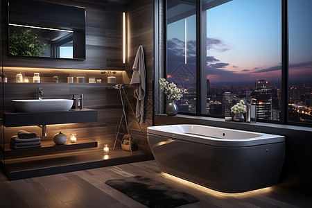 浴室内的浴缸背景图片