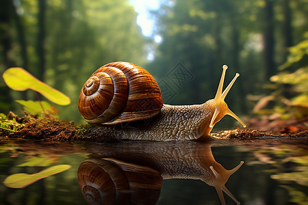 蜗牛壳水边的蜗牛背景