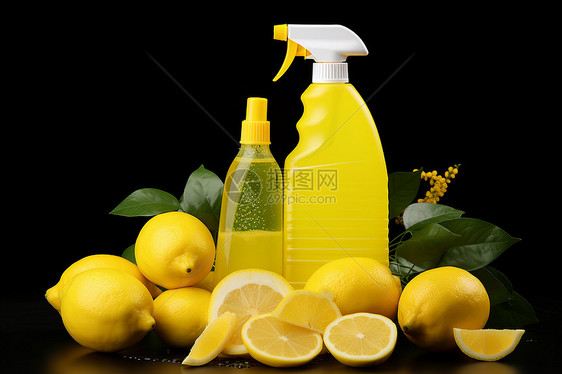 美味的柠檬和柠檬洗洁剂图片